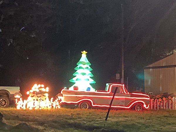 truck lit for holidays
