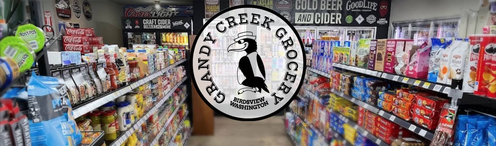 Grady Creek Grocery inside with logo