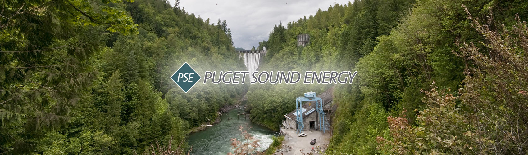 puget sound energy logo with dam background